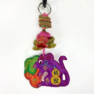 Chinese year of the mouse handmade bag charm embroidered satin